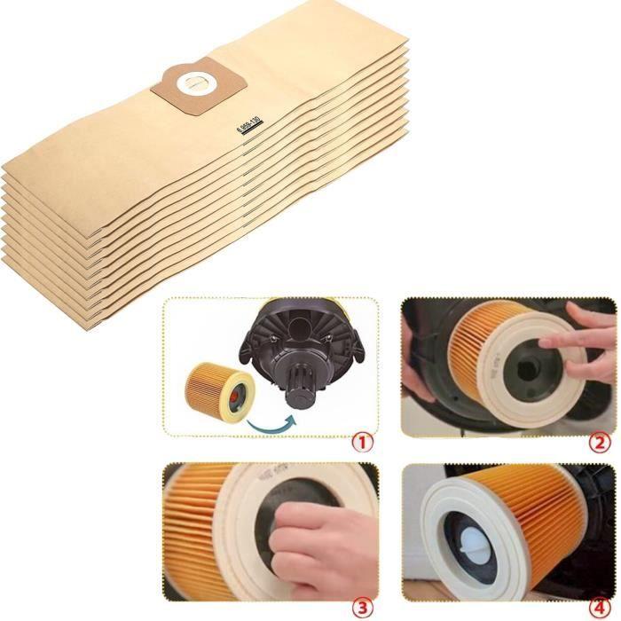 Мешок для пылесоса и фильтр для Karcher WD3 Мешки для замены 6.959-130 [Набор 10 шт.] Фильтры для замены 6.414-552.0 [Набор 2 шт.] Phonillico®