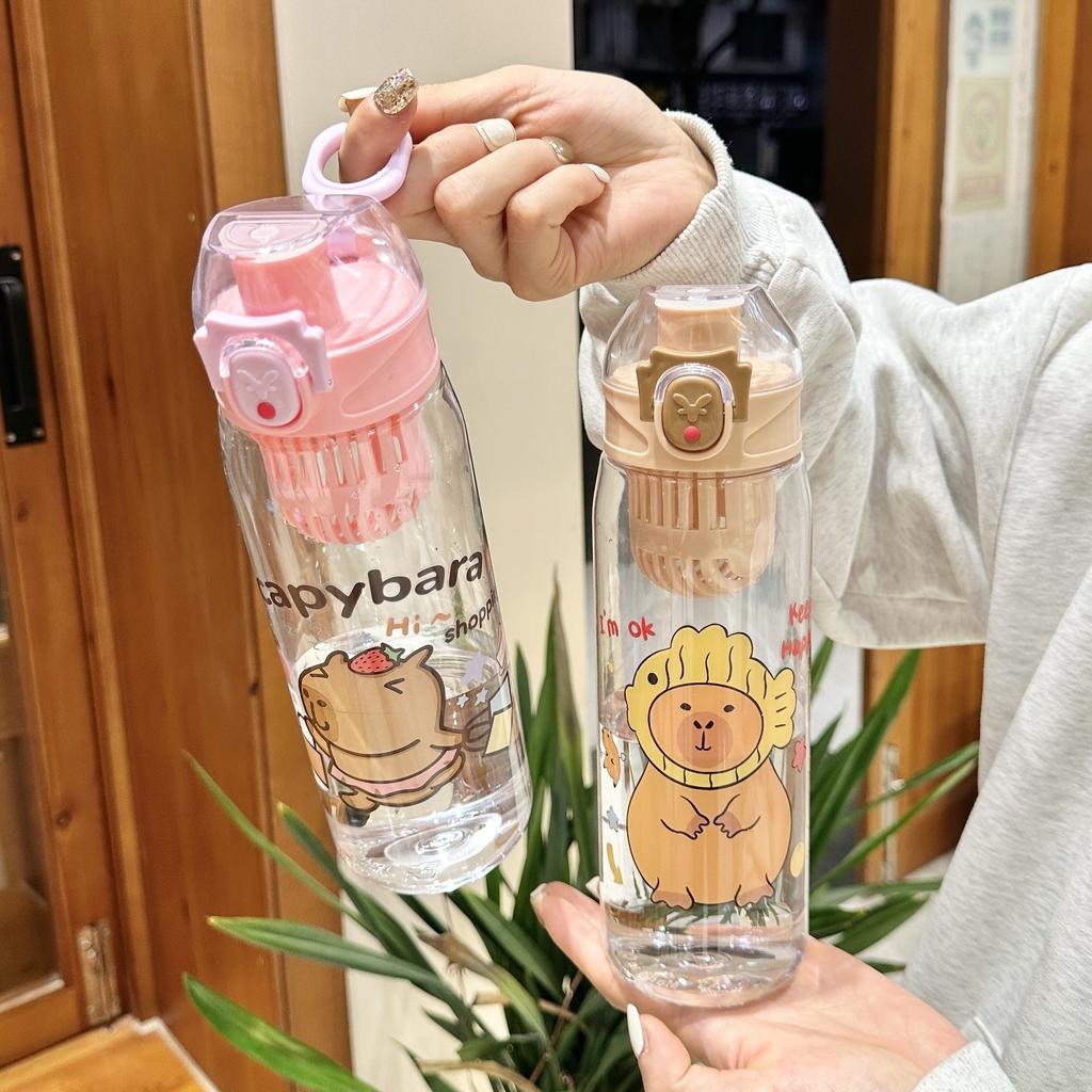 Бутылка для воды милая детская поилка студенческая портативная пластиковая чашка креативная мультяшная пластиковая чашка поилка с принтом капибары