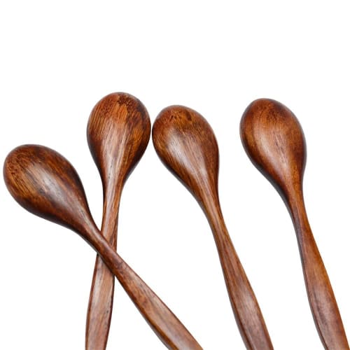 HTB Natural Wooden Spoons, Set of 4, for Lunch Boxes, Curry Spoons, Ladle Spoons, Yogurt Spoons, Soup Spoons, and Dining Room Use, Safety Safe, HTB-S4