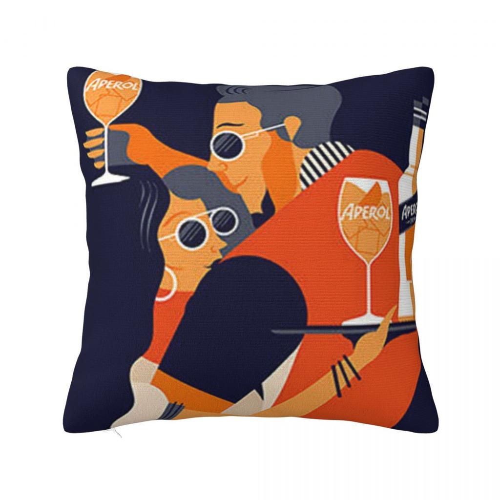 Aperol Spritz Poster Square Pillowcase Pillow Cover Polyester Cushion Decor Comfort Throw Pillow for Home Car
