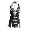 Erotic underwear women's lace free teasing perspective hollowed-out sexy cheongsam suit uniform temptation