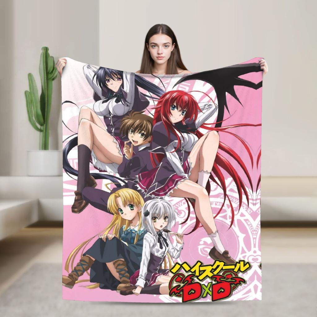 High School DxD Flannel Blanket Anime Super Warm Throw Blanket for Living Room Decorative Funny Bedspread Sofa Bed Cover