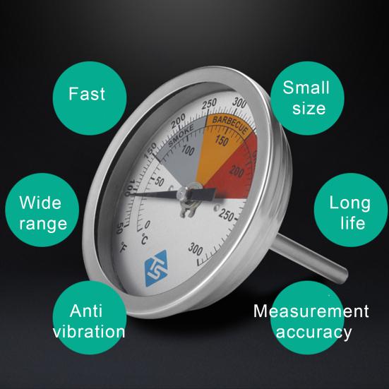 0-300 градусов Цельсия, термометр для гриля из нержавеющей стали, датчик температуры