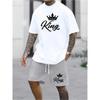2025 New Summer Shorts Short Sleeve 2 Pieces Fashion Everyday Suit King Letter Print T-Shirt Suit Outdoor Streetwear Sports Suit