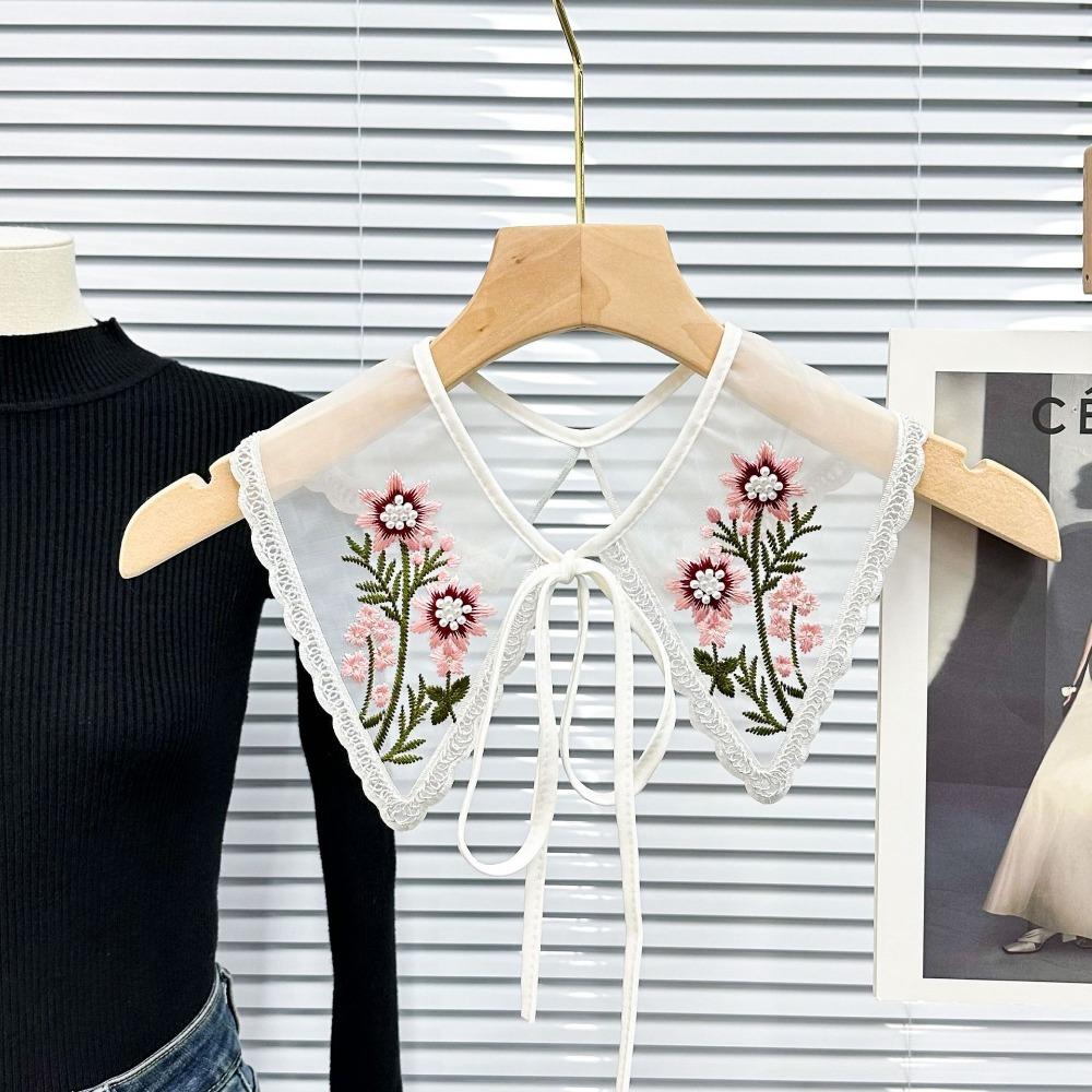 Clothing Accessories Women's Lace Collar Flower Sweet Tied Cloak Fake False Collars Lace Up Shawl