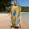 Women Elegant Kaftan Dresses Long Plus Size Bathing Suit Cover Up Resort Wear Beach Swimsuit Coverups Loose LoungewearQ1464