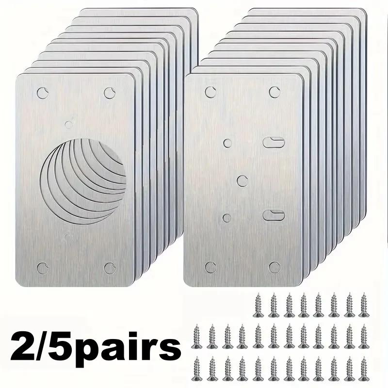 Cabinet Hinge Repair Plate Kit for Home Kitchen Cabinets and Furniture with Holes, Stainless Steel Door Hinge Mounting Plate