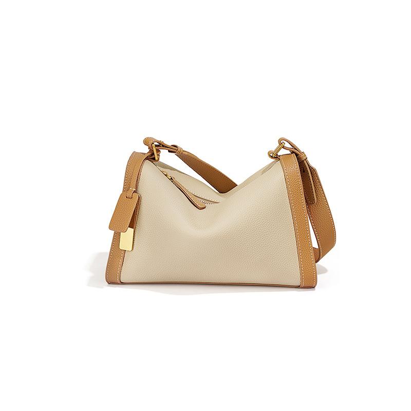 Crossbody genuine leather pillow bag, underarm bag, women's shoulder bag, high-end top-layer cowhide bag, bucket bag