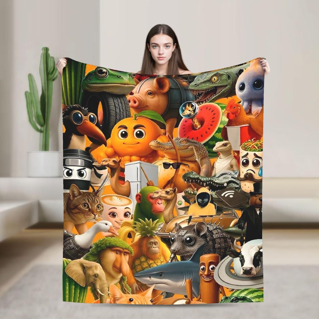 Bombardino Crocodilo Italian Brainrot Blanket Fleece Funny Meme Soft Throw Blankets for Airplane Travel Bedding Quilt