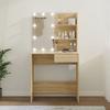 VidaXL Dressing Table with LED, Makeup Table with Shelves and Drawer, Bedroom Cosmetic Table, Modern, Sonoma Oak 808804