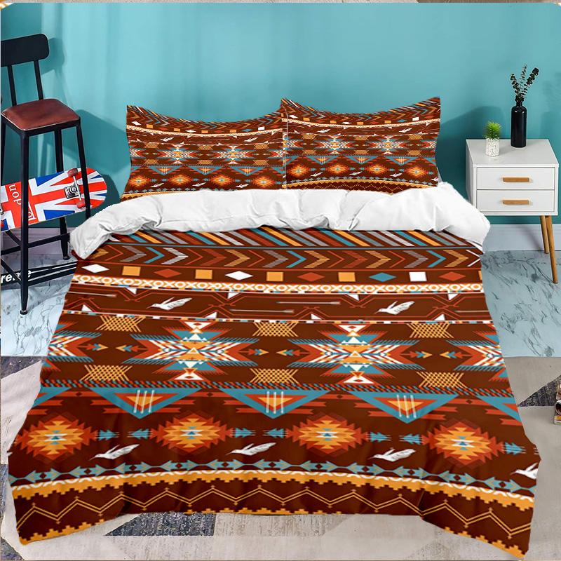 Native American Pattern 3PCS Bedding set,Ideal for 1pc Duvet Cover And 2pcs Pillowcases Perfect for Fan gift,Ideal for Bedroom, Dormitory