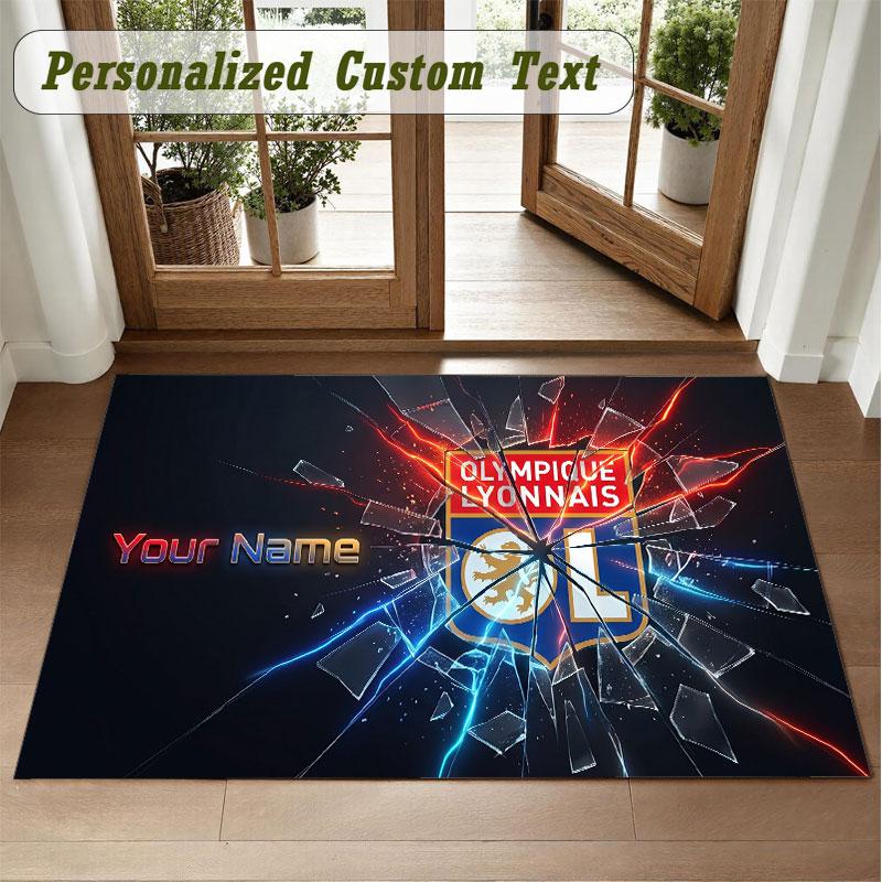 Crystal Velvet Square Rug Custom NameLyon FC Pattern Non Slip Home Floor Decor Rug