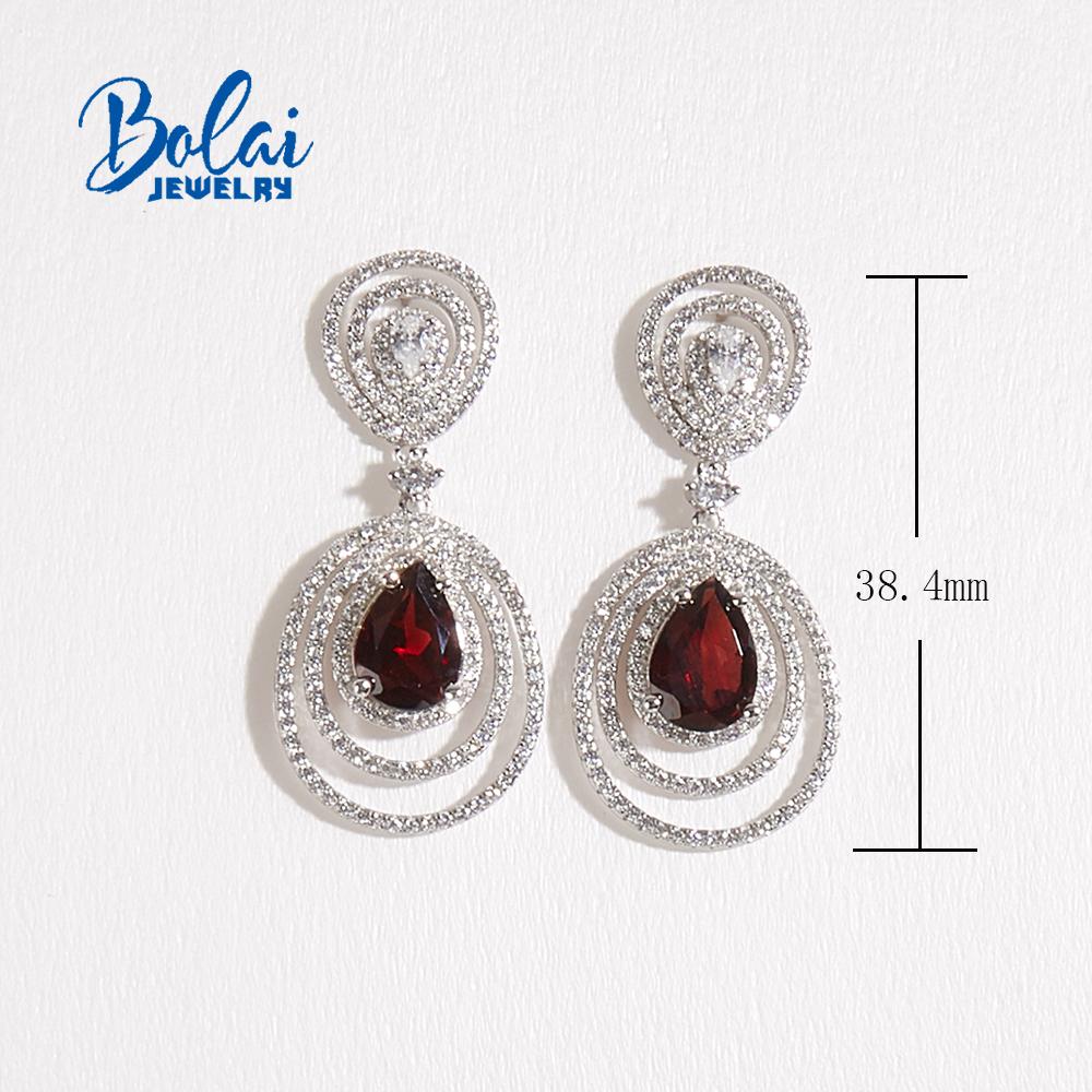 925 Sterling Silver Fine Earring with Natural Garnet Gemstones for Women Wife Mom Party Jewelry Gift Birthday Anniversary