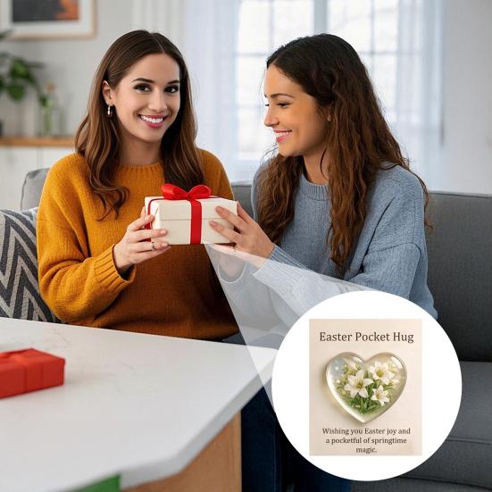 Пасхальный карманный обнимашка с поздравительной открыткой в форме сердца любви, кролик, яйцо, овечка, цветок, карманный обнимашка, жетон, памятный подарок для праздничной вечеринки