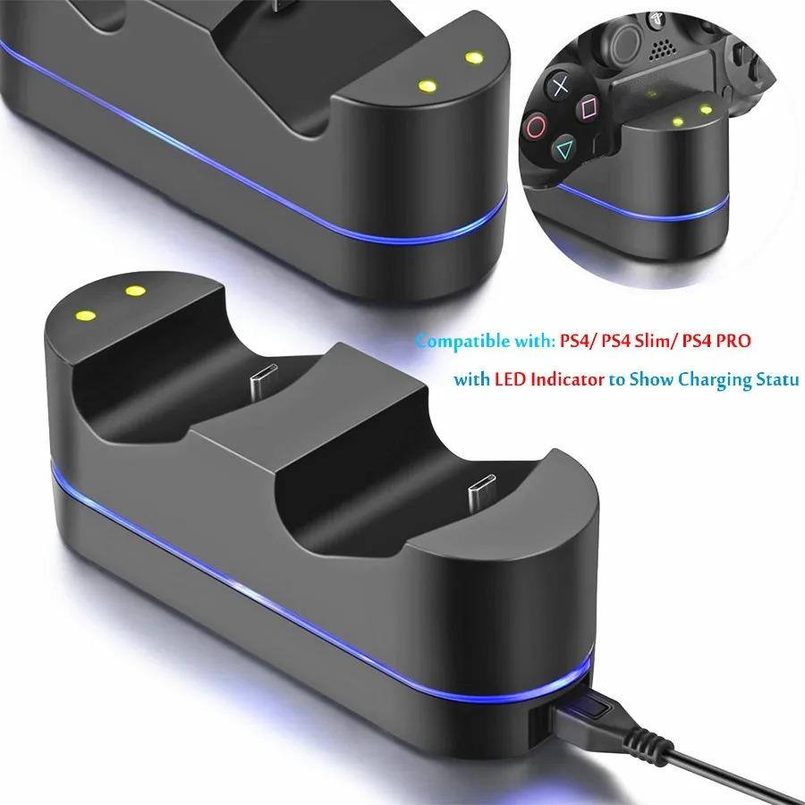 PS4 Controller Charger for Sony PS4 / PS4 Pro / PS4 Slim DualShock 4 Controller, Dual USB LED Indicator Light