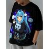 Летний топ с круглым вырезом и 3D-принтом аниме, модная повседневная футболка с коротким рукавом для девочек
