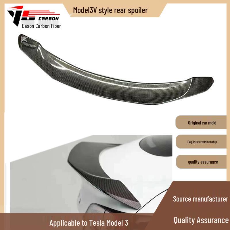 Tesla Model 3 2018-IN V Style Carbon Fiber Rear Spoiler