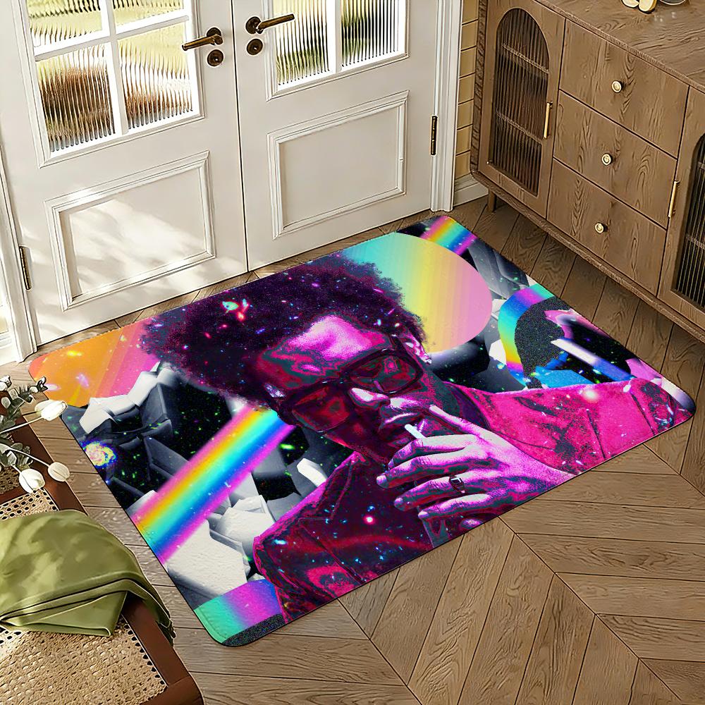 Singer The W-Weeknd Music Floor Mat Soft Thickened Absorbent Non-Slip Bedroom Living Room Door Mat Home Decor Flannel Rugs