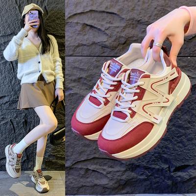 2025 осень новинка инс корейская версия папа женская обувь студенческая беговая спортивная обувь увеличивающая рост повседневная обувь JCF2701