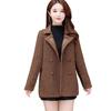 Autumn Winter Women Jacket Thickened Fleece Faux Leather Patchwork Dual-sided Reversible Mid Length Plus Size Pockets