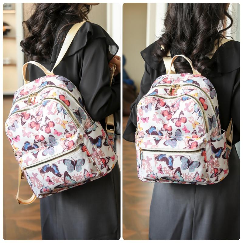 Модный рюкзак Sweet Cherry Butterfly из мягкой нейлоновой ткани, женская сумка через плечо, симпатичная универсальная школьная сумка для девочек-подростков, рюкзак для отдыха на природе и путешествий