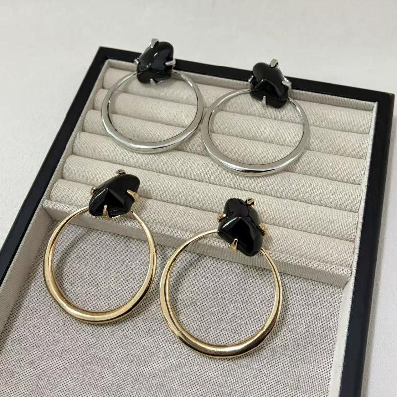 Retro Exaggerated Circular Earrings Set With Irregular Resin Gemstones Simple Earrings Fashionable Ladies' Jewelry Accessories