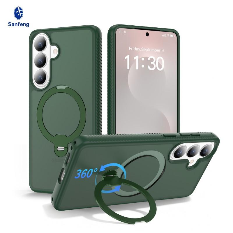 Подходящий матовый магнитный чехол для телефона S26plus, вращающаяся подставка для S25Ultra, противоскользящий защитный чехол для S24