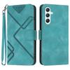 For Samsung Galaxy A35 5G Wallet Case Line Imprinted PU Leather Phone Cover with Strap