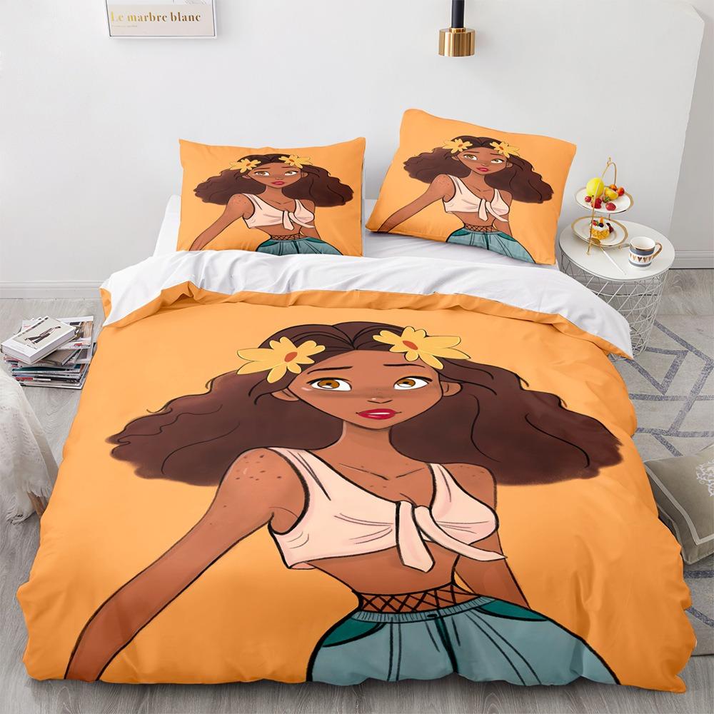 African Girls Bedding Sets Quilt Bed Cover Comforter Duvet Cover Pillow Case 2-3 Pieces Sets Kids Adult Bedroom Decoration