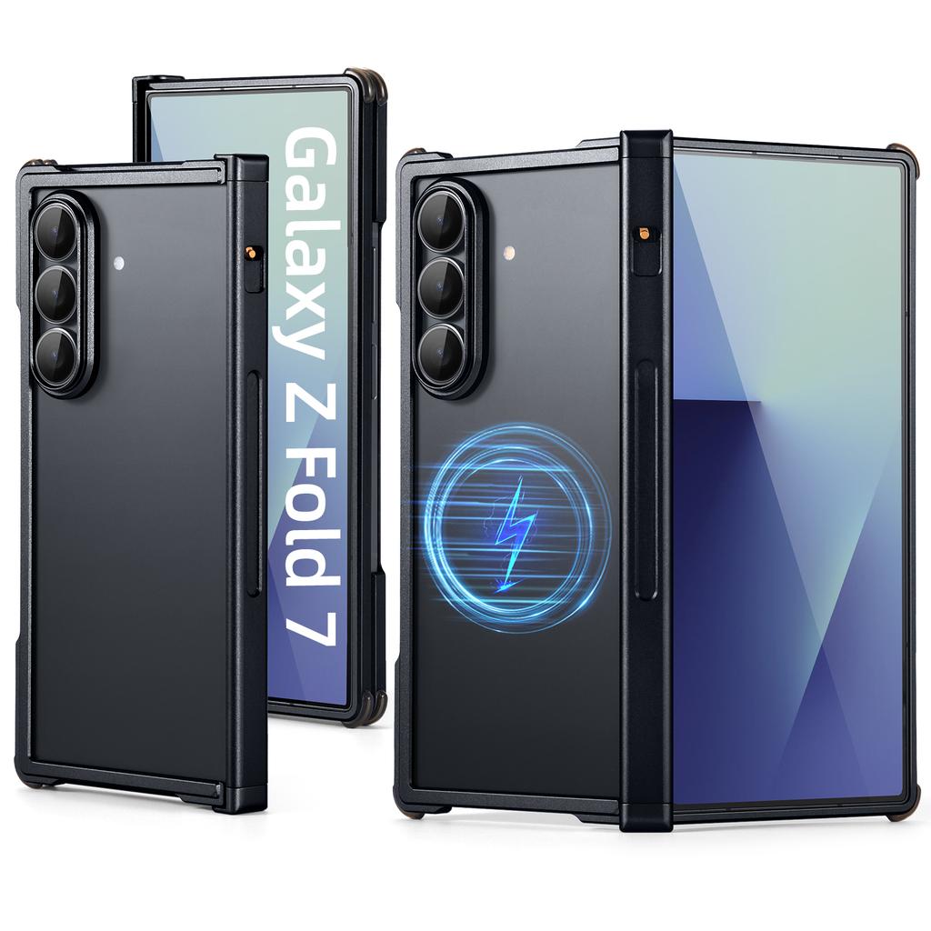 Ранний безрамочный металлический чехол для Samsung Galaxy Z Fold 7 Совместимый с Magsafe Минималистичные оболочки Алюминиевая крышка для телефона для Z Fold 7