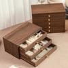 Элегантная многоуровневая деревянная шкатулка для украшений с большим отделением для ожерелий, браслетов и колец