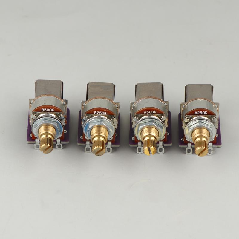 A250K/B250K/A500K/B500K Pcb Mod Dpdt Push-Pull Brass Pot Metric Split Shaft 9.5Mm Potentiometer For Guitar Bass