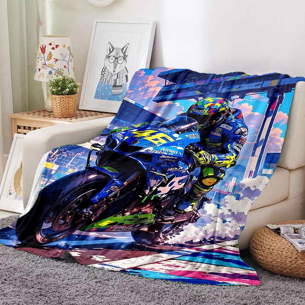 1pc Motorcycle Racing Blanket Lightweight Flannel Blanket Throw Blanket For Sofa, Bed, Travel, Camping, Livingroom, Office, Couch