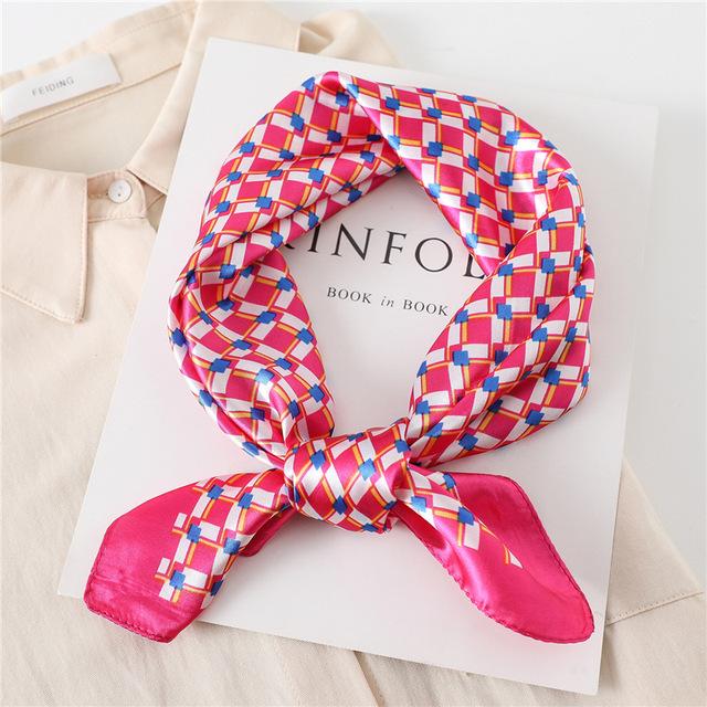 Модный шелковый квадратный шарф для женщин, 60 см, атласная шея, повязка для волос, сумка, мягкий офисный шейный платок, хиджаб, женский платок, бандана