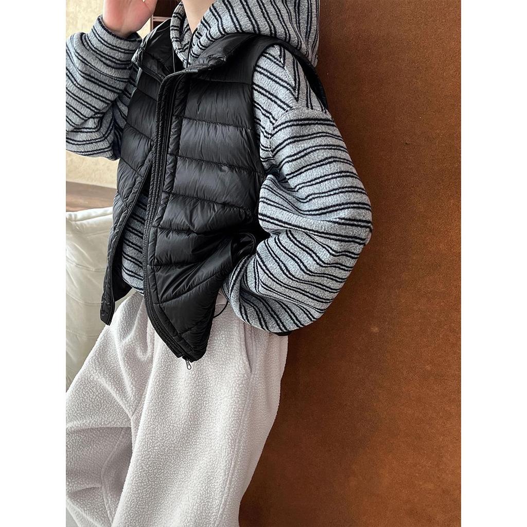 Женская корейская толстовка с капюшоном Luxi с контрастными полосками - Зима 2024 Плюс бархатный толстый повседневный топ 2839