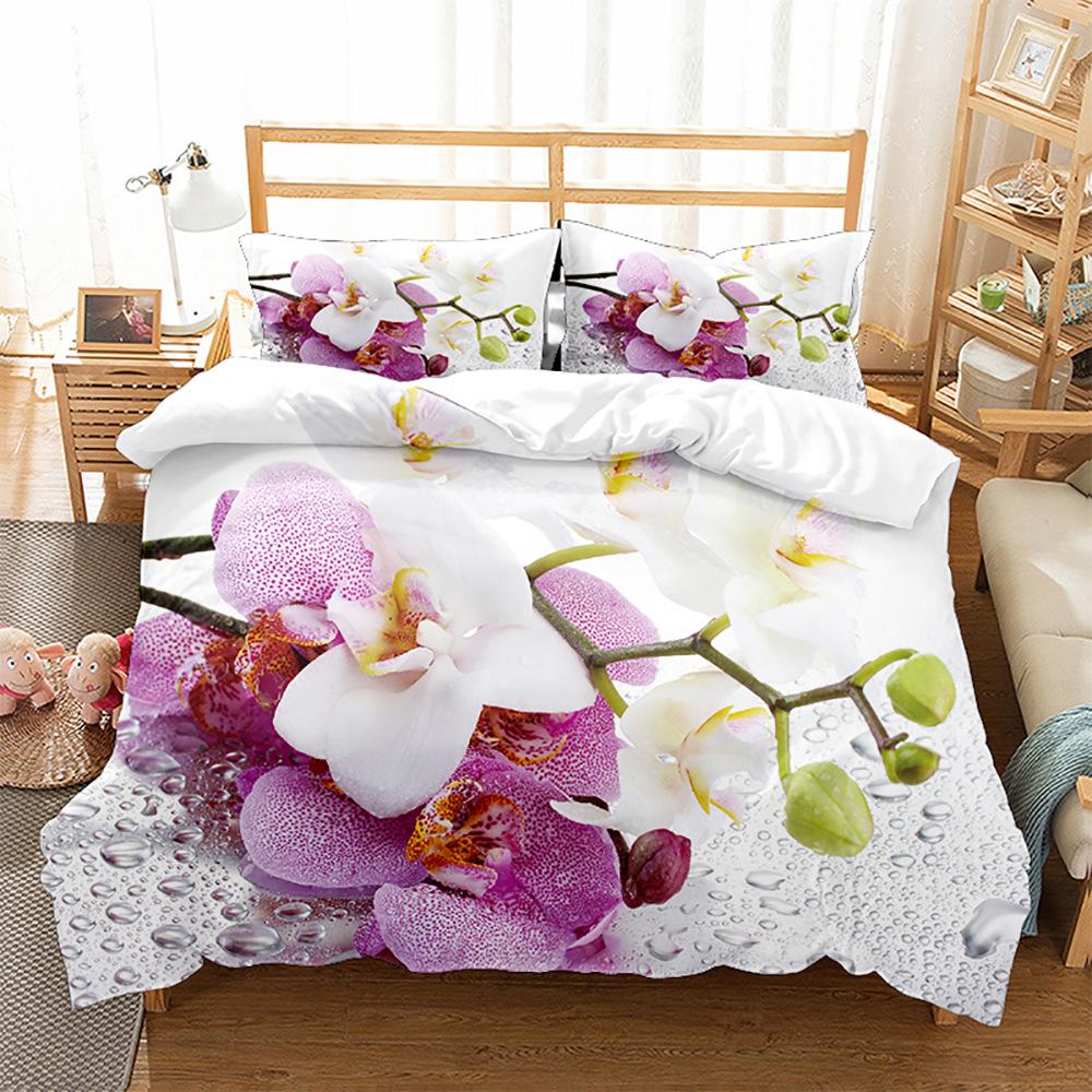 Spring Bedding Set 3D Flower Down Duvet Cover 2/3 Pieces Single Bed Double Bed Duvet Cover Girl Teens Bed Cover Quick Drying Soft Home Textile
