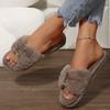 Fashion Winter Indoor Light Cotton Slippers Women Faux Fur Warm Plush Slides for Woman Elegant Crystal Detor Flurry Slippers Female