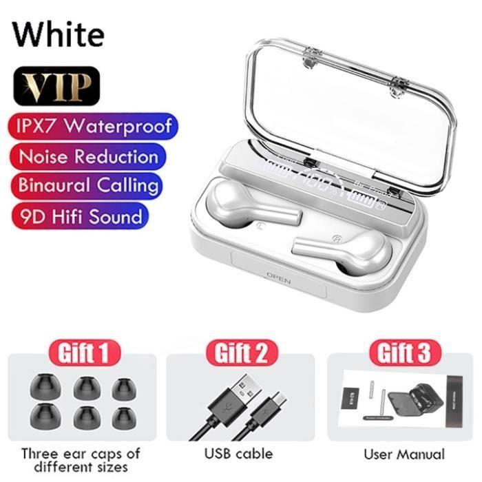 Écouteurs intra auriculaires sans fil Bluetooth 5.0 TWS 278 White