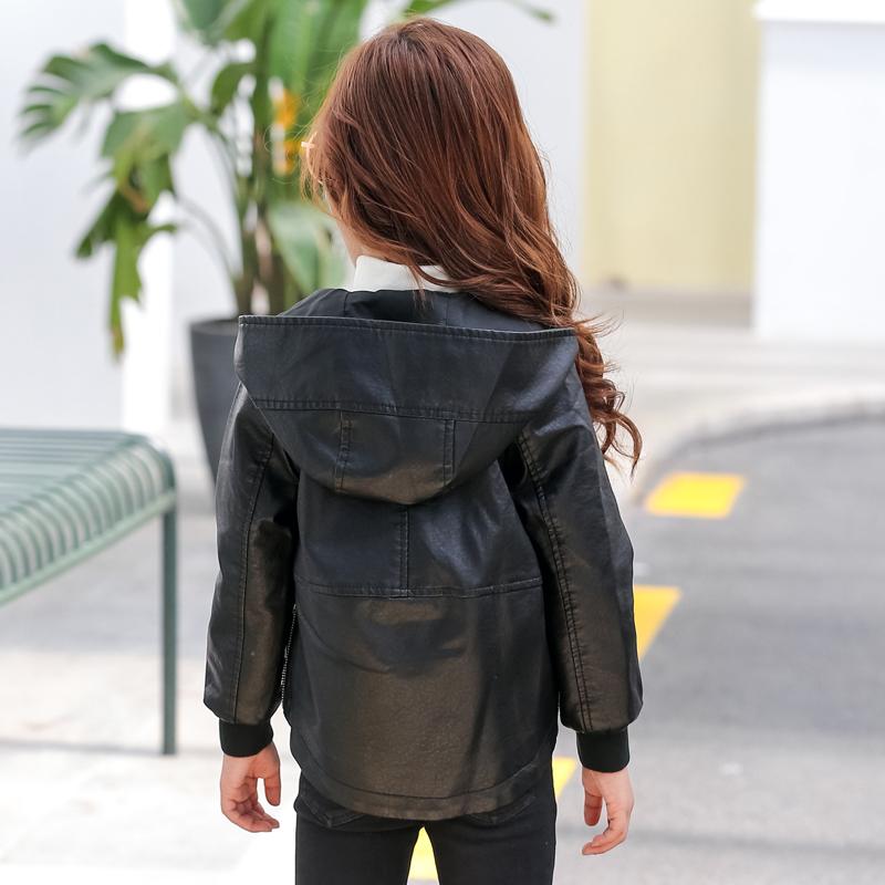 Детская одежда, кожаные куртки для мальчиков и девочек, весенне-осенние тонкие и зимние флисовые куртки с капюшоном на молнии в корейском стиле