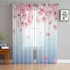 Весенние Градиентные Полупрозрачные Шторы с Цветами Сакуры для Украшения Гостиной Оконные Шторы Кухонные Тюлевые Вуалевые Шторы