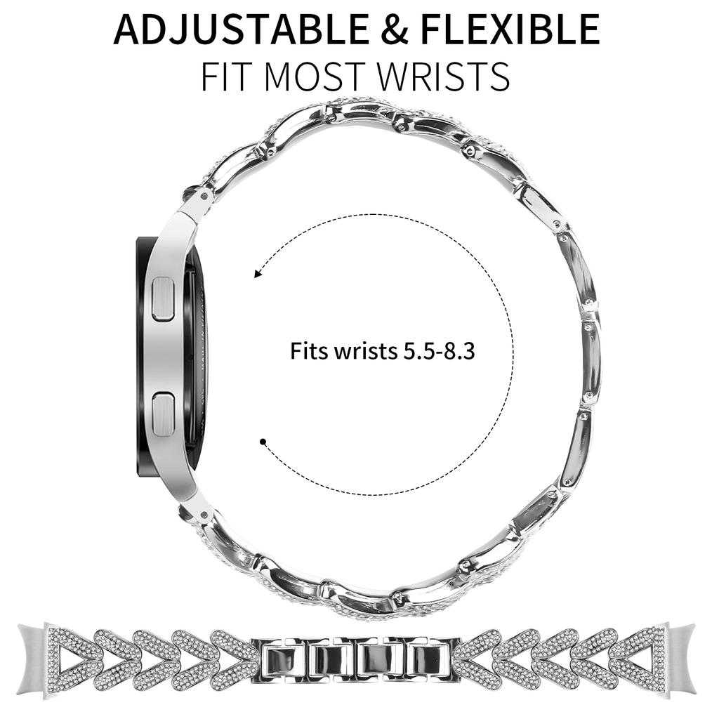 Ремешок для часов из цинкового сплава, украшенный стразами, с коннектором для Samsung Galaxy Watch4/Watch5 40 мм/44 мм/45 мм, витой ремешок для часов