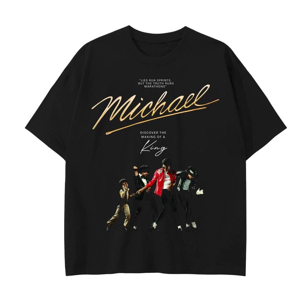 MJ Майкл Джексон Фильм золотой логотип графика 100% Хлопок унисекс футболка 2026 Лето Новая Мода Унисекс Короткий рукав Футболка подарок для фаната