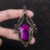 Кулон из фиолетового огненного лабрадорита, кулон, обернутый медной проволокой, кулон ручной работы, уникальное медное украшение, кулон с драгоценным камнем высшего качества, подарок для мамы