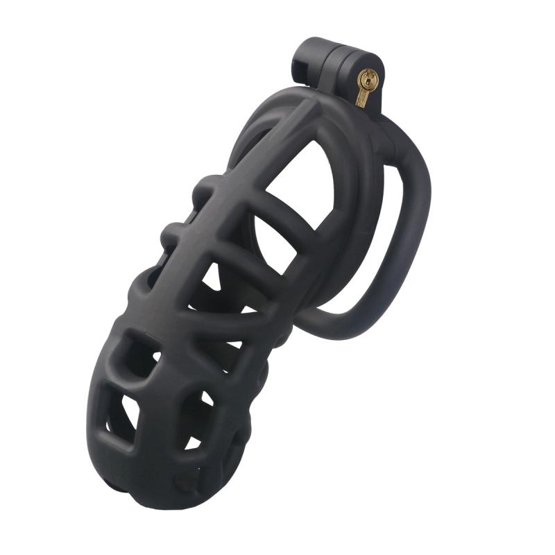 Inexpensive Male Chastity Cage Set 6 Sizes with Lock and 4 Rings Resin Lightweight Breathable Comfortable Design for Men