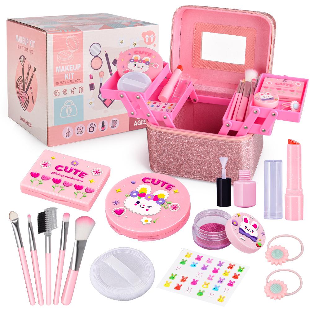 Children's Cross-Border Cosmetic Play Set: Lipstick, Nail Polish, Makeup Box, Princess Dressing Table Toy