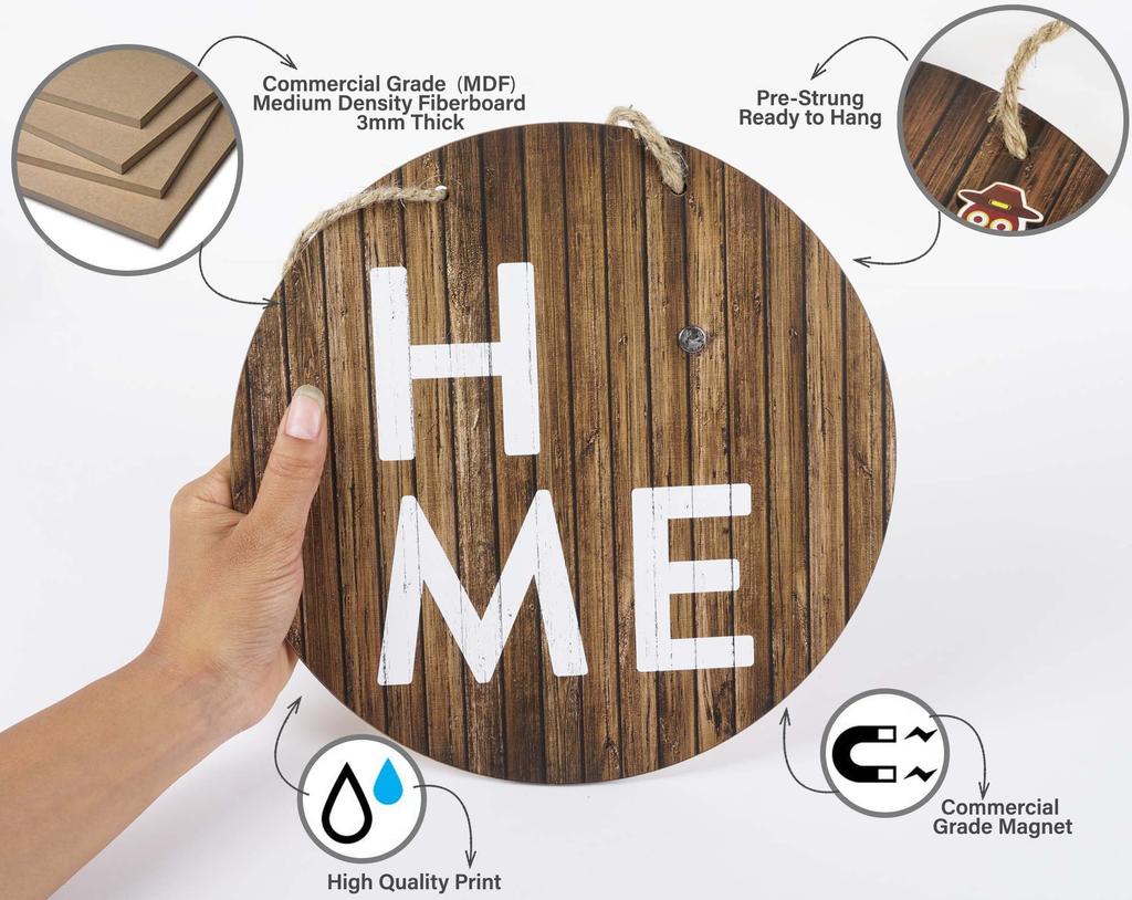 Inkdotpot Welcome Sign Front Door Decorations Hanging Rustic Wood Seasonal Holiday Ornaments Housewarming GiftWall Hanging 10" Inches