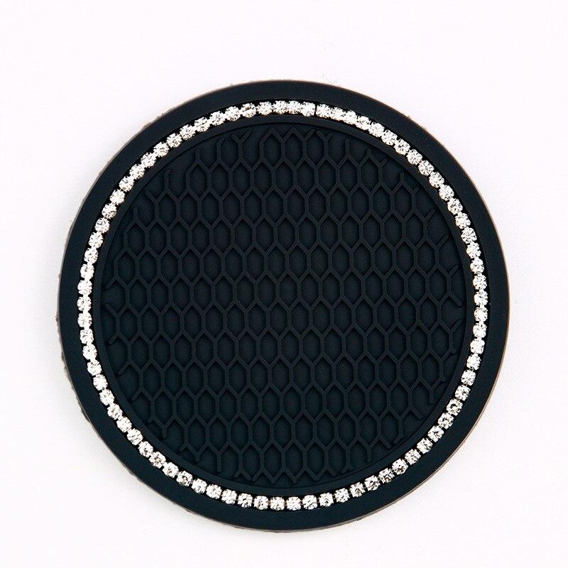 1pc Car Non-slip Water Cup Pad Diamond Rhinestone Bling Decoration Auto Interior Cup Bottle Anti-skid Rubber Mat Car Accessories ARI