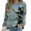 Cute Cat Floral Sweatshirts Flower 3D Print Women New O-Neck Hoodies Casual Streetwear Pullovers Harajuku Top Woman Clothing