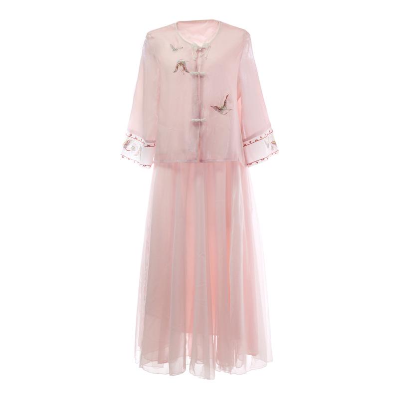 Новый китайский ретро вышитый костюм для чаепития ханьфу для женщин