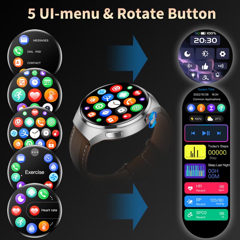 2025 Для Android GT4 Pro GPS Трек Смарт-часы Мужские 360*360 AMOLED Экран Пульс Bluetooth Звонок IP67 Водонепроницаемые Мужские Смарт-часы